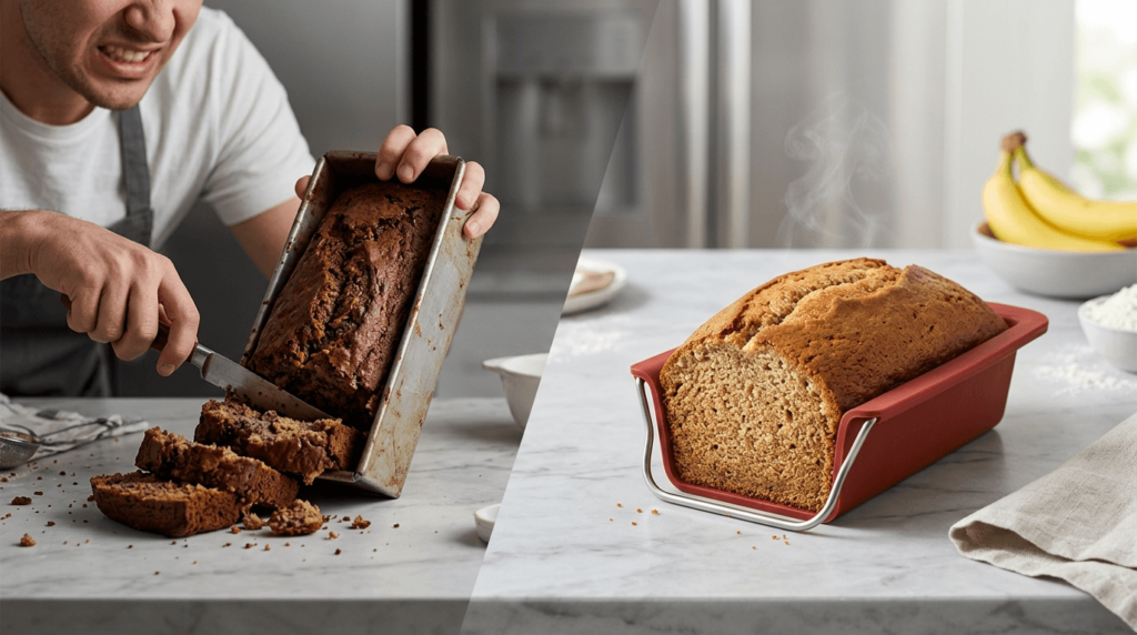 silicone loaf pan easy release bread no sticking baking tool