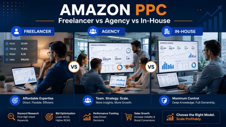 Amazon PPC agency vs freelancer vs in-house comparison